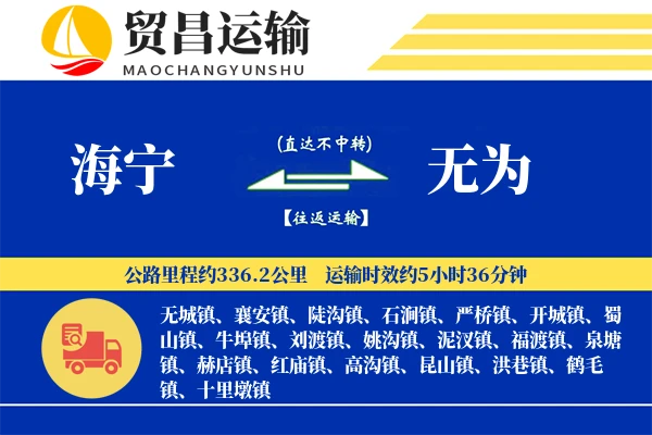 海宁到无为物流专线-海宁至无为货运公司