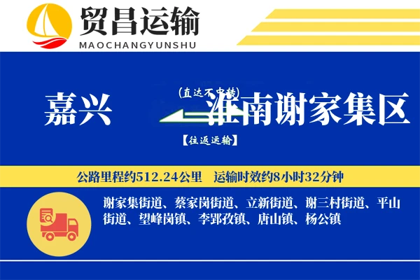 嘉兴到淮南谢家集区物流专线-嘉兴至淮南谢家集区货运公司