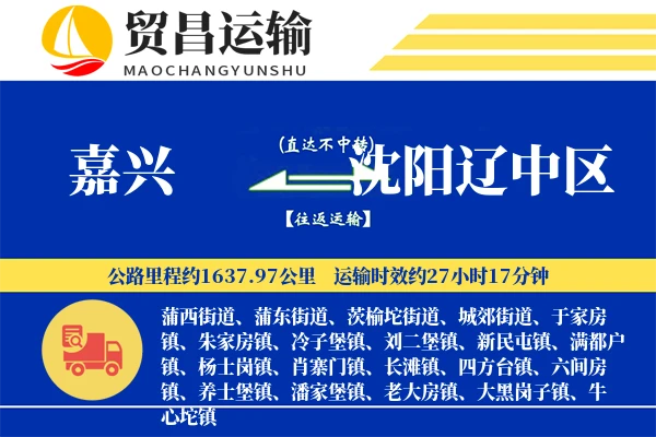 嘉兴到沈阳辽中区物流专线-嘉兴至沈阳辽中区货运公司