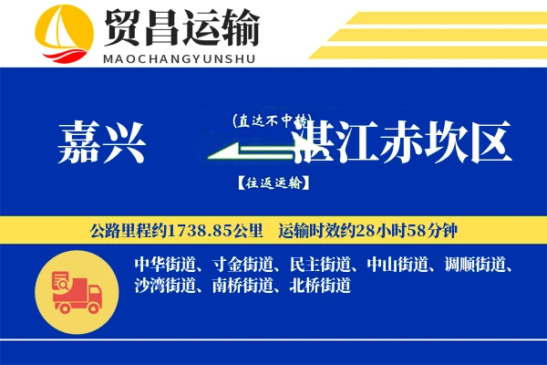 嘉兴到湛江赤坎区物流公司