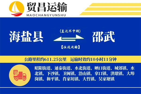 海盐县到邵武物流专线-海盐县至邵武货运公司