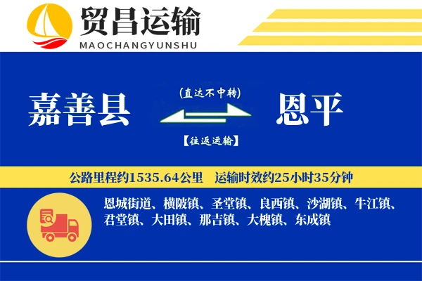 嘉善县到恩平物流公司